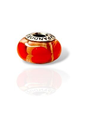 Retired Pandora Orange Ice Love Hearts Murano Charm 790664
